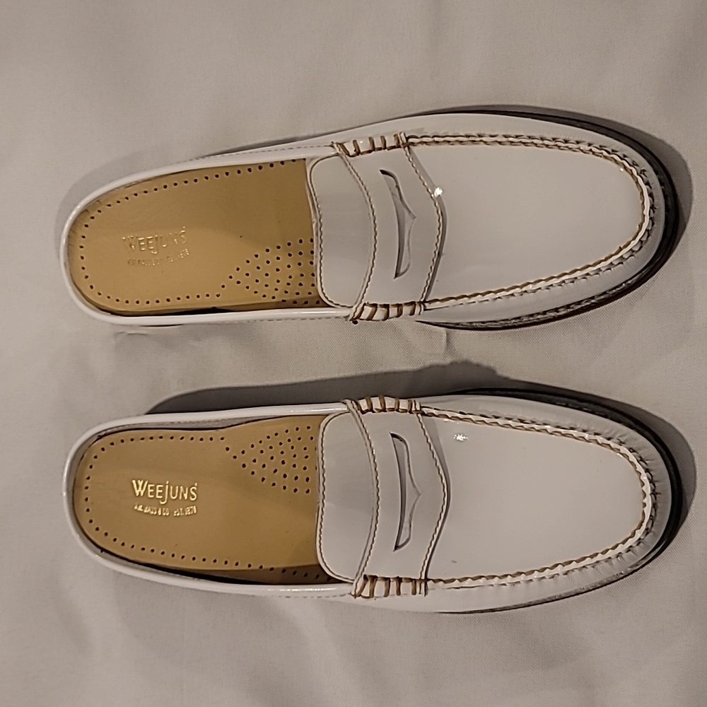 Bass weejun white slide loafers